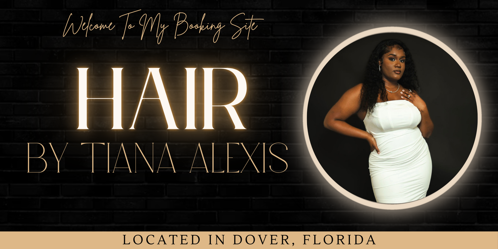 Hair By Tiana Alexis in Dover, Florida — welcome to the booking site, with a portrait of stylist Tiana Alexis.